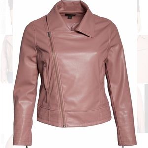 Halogen Quilted Faux Pink Leather Jacket 3X